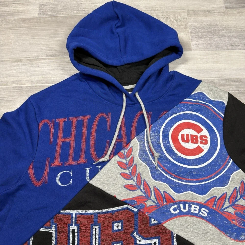 New Era‎ Chicago Cubs Upcycled Color Block Cropped Boxy Hoodie Women's XXL NEW